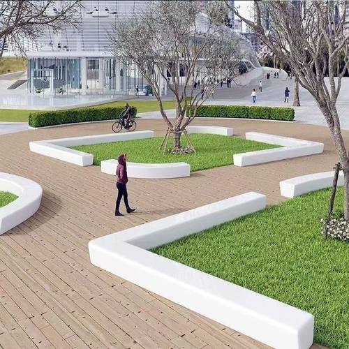 定制玻璃钢长条坐凳树池座椅户外园林弧形坐凳异形树围花坛休闲椅