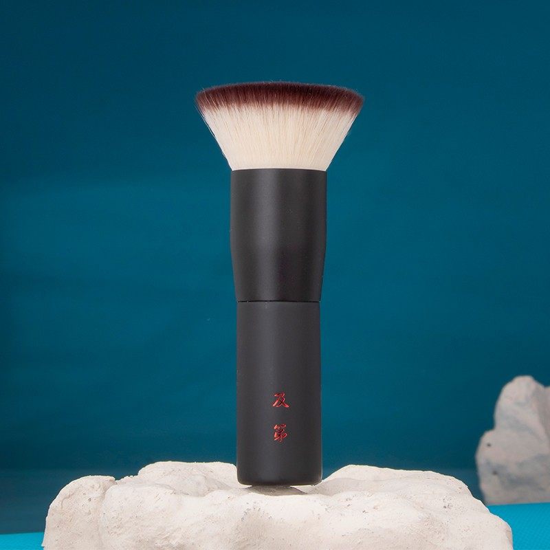 平头粉饼刷深蓝推荐超柔软纤维毛新手底妆面部便携定妆刷