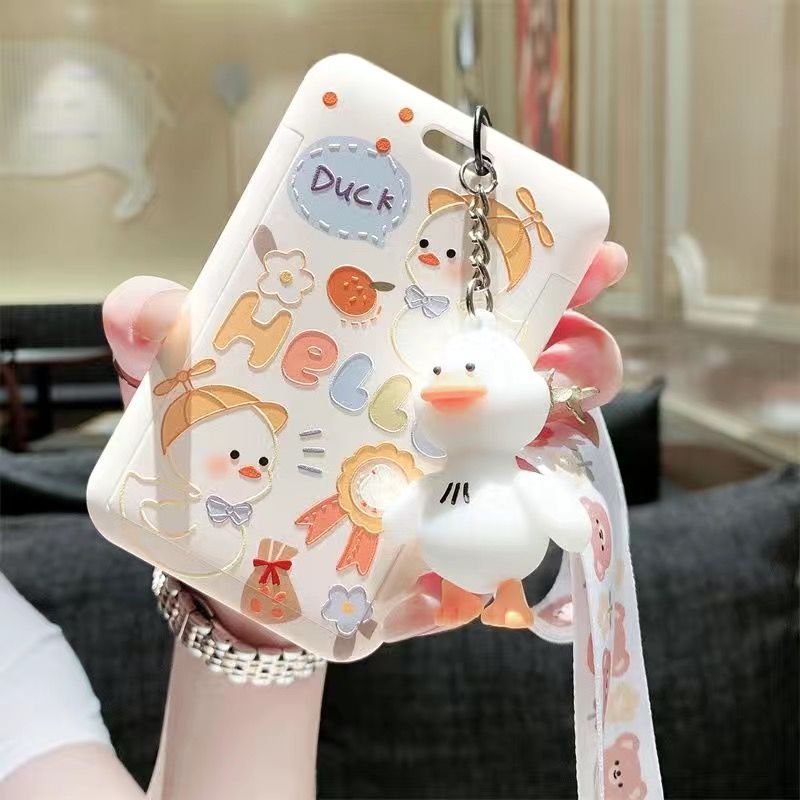 ins校园卡公交卡保护套饭卡套证件学生饭卡厂牌门禁卡挂绳硬可爱