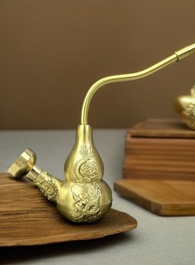 【创意福禄】黄铜双龙葫芦水过滤烟嘴粗中丝通用便携式送礼葫芦摆