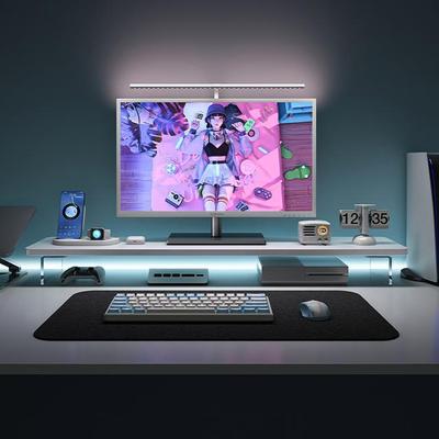 家用办公室亚克力悬浮电脑显示器增高架台式屏幕支架高桌面置物架