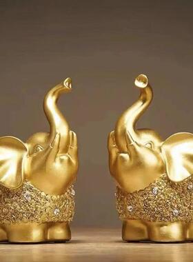 轻奢高档金象家居客厅酒柜装饰品金色小象摆件现代简约乔迁送礼