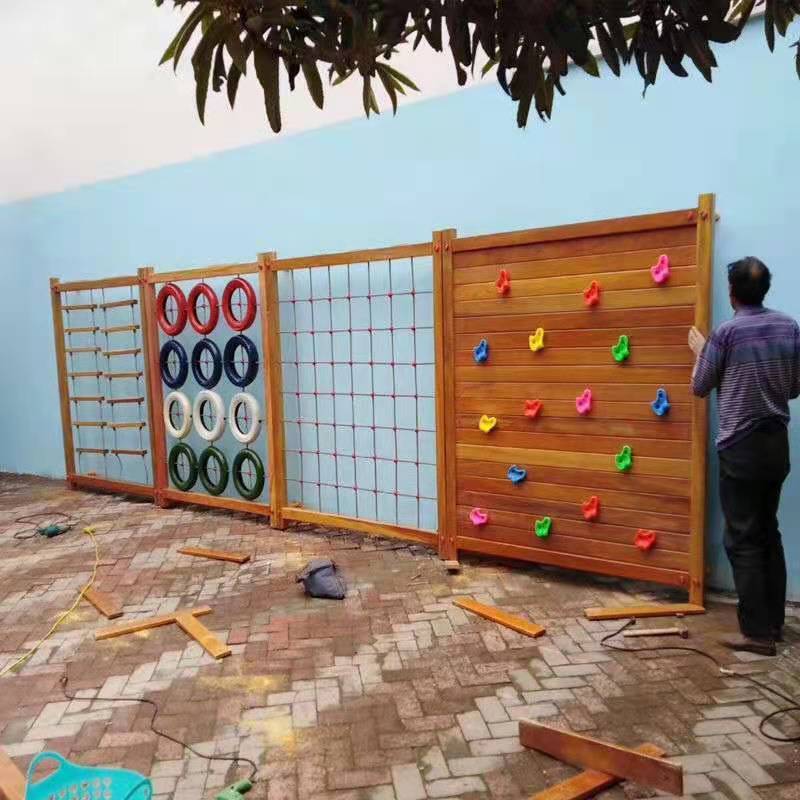 幼儿园户外攀爬架组合大型木质滑梯游乐场爬网荡桥攀岩墙游乐设施