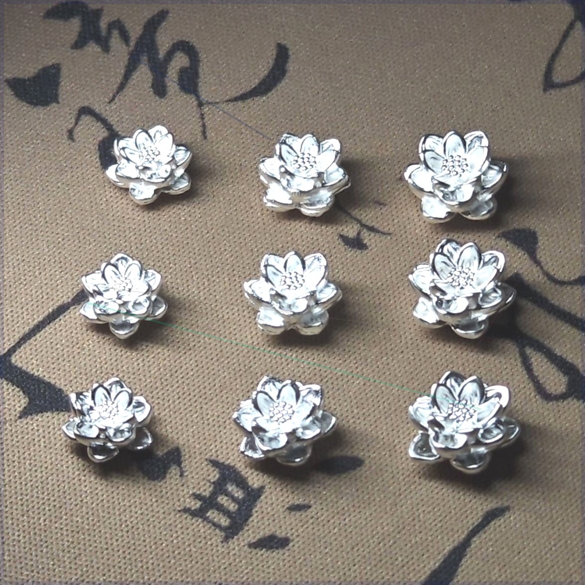足银999转运3D莲花饰品手链DIY硬银编织手工材料编织手工材料配件