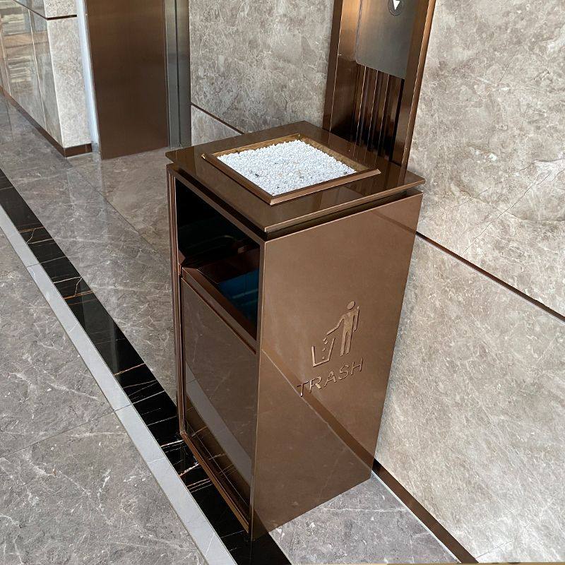 酒店垃圾桶商用不锈钢电梯口带烟灰缸大堂商场大厅立式户外果皮箱