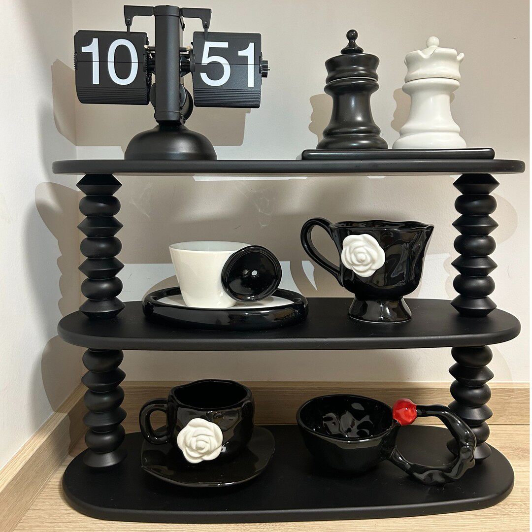 复古木质杯子多层置物架家用桌面整理收纳架展示架创意美式轻奢