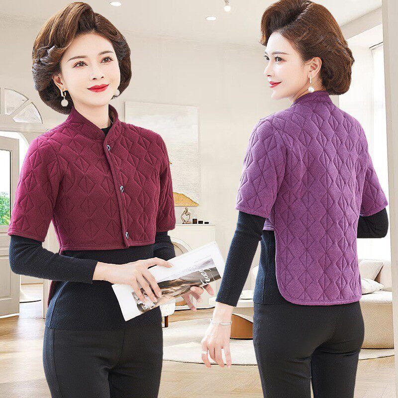 秋冬新款加绒加厚护肩颈椎坎肩女士保暖短袖护腰护背披肩膀周防寒