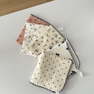 日式碎花纯棉纱布擦手巾厨房清洁抹布洗碗巾吸水小方巾餐巾垫布