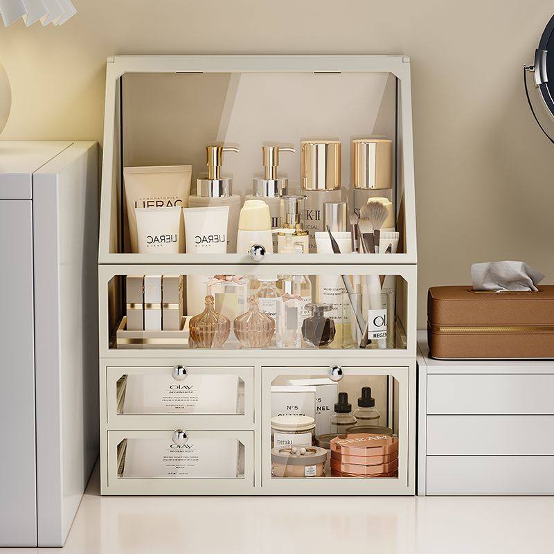 透明玻璃化妆品收纳盒桌面防尘高级感大容量护肤品置物架亚克力箱,收纳整理,化妆刷收纳盒/桶,淘宝优惠券,粉丝福利购,淘宝优惠卷