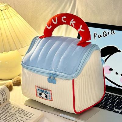 可爱化妆包刺绣小房子旅行洗漱包女款多巴胺高颜值化妆品收纳包包