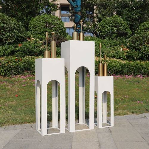 新款铁艺婚庆道具步步高升路引舞台方柱甜品婚礼橱窗装饰布置摆件