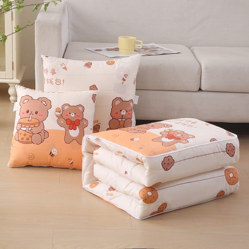 抱枕被车载可爱折叠多功能二合一加厚两用靠垫被午休卡通被子腰靠