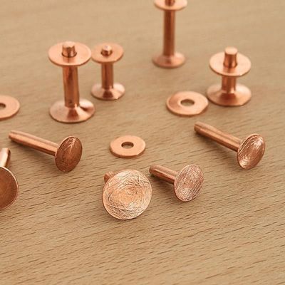 紫铜铆钉永固式铜铆钉美式DIY复古皮具饰品陨铁纹毛坯黄红紫铜钉
