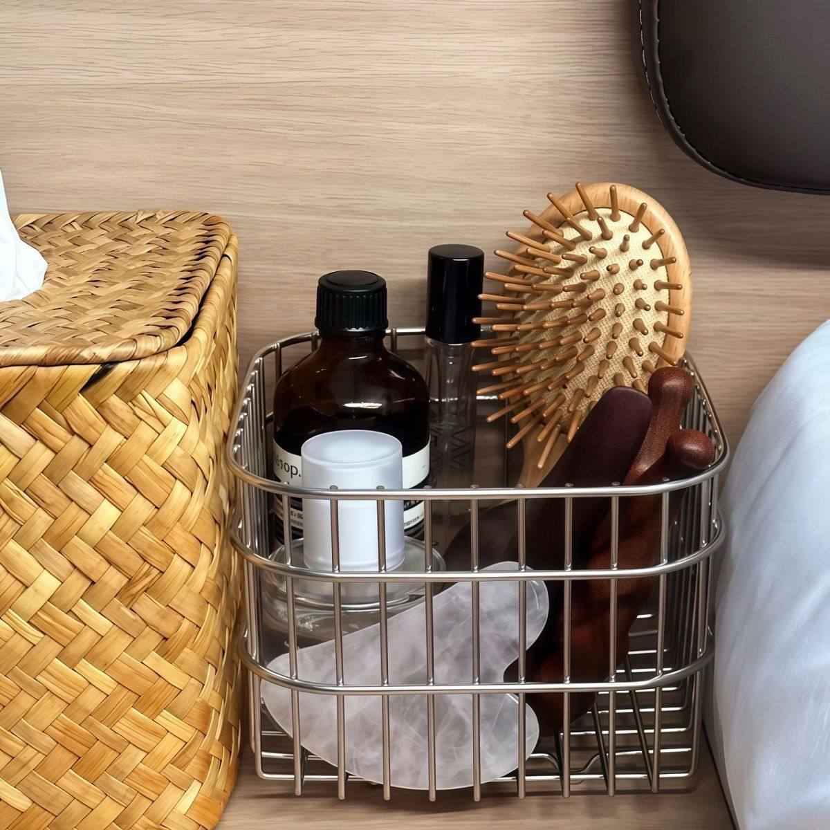 简约家居收纳篮沥水高颜值口红化妆品收纳筐卫生间高级面膜置物筐