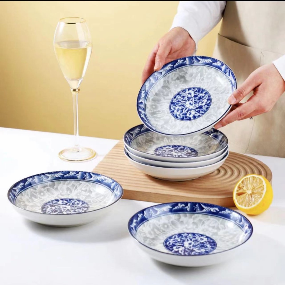 10个青花瓷6.25英寸吐骨碟陶瓷釉下彩可进微波炉洗碗机