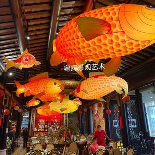 中秋节花灯豫园鲤鱼灯笼鲤鱼花灯户外网红餐厅鱼灯大型花灯高档防