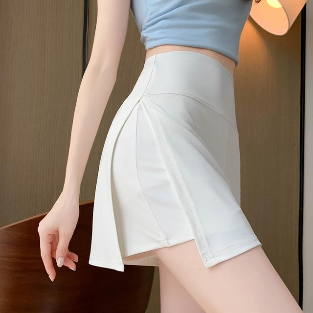 醉梓菡冰丝开叉a字半身裙女运动防走光高腰短裙夏季凉感收腹裙裤