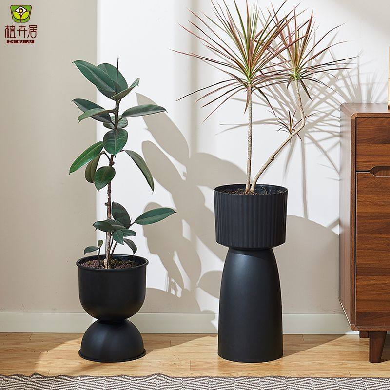 北欧花架客厅阳台室内轻奢简约创意双向沙漏庭院户外塑料落地花盆