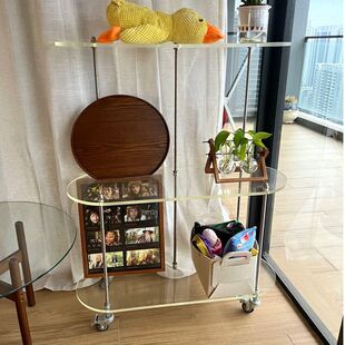 亚克力展示架落地架置物架室内展示架阳台花架子可移动带轮置物架