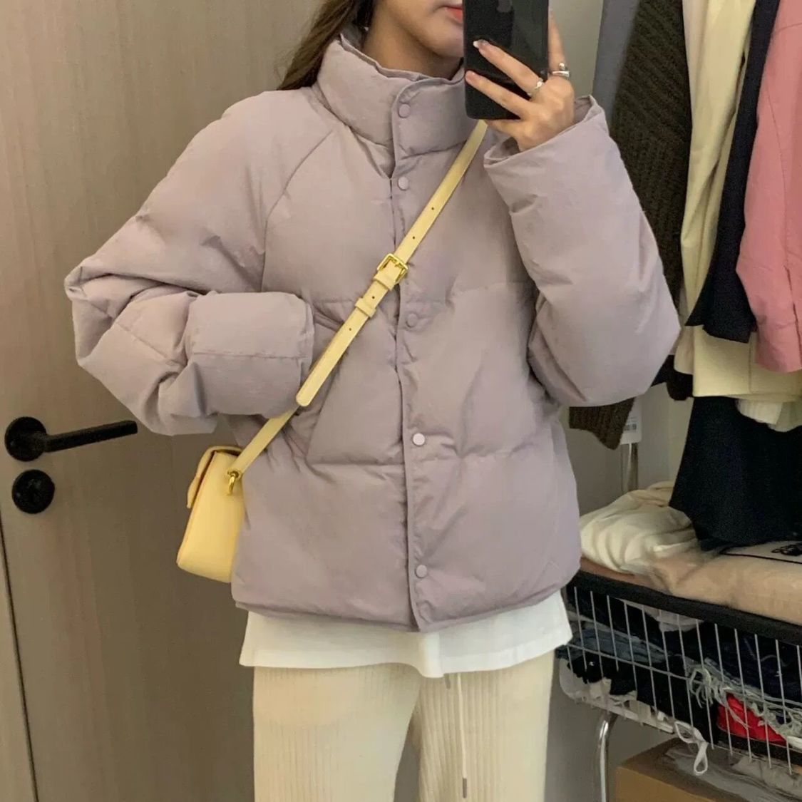 奶呼呼蓝色短款羽绒服女2025年新款小个子韩版加厚白鸭绒冬季外套