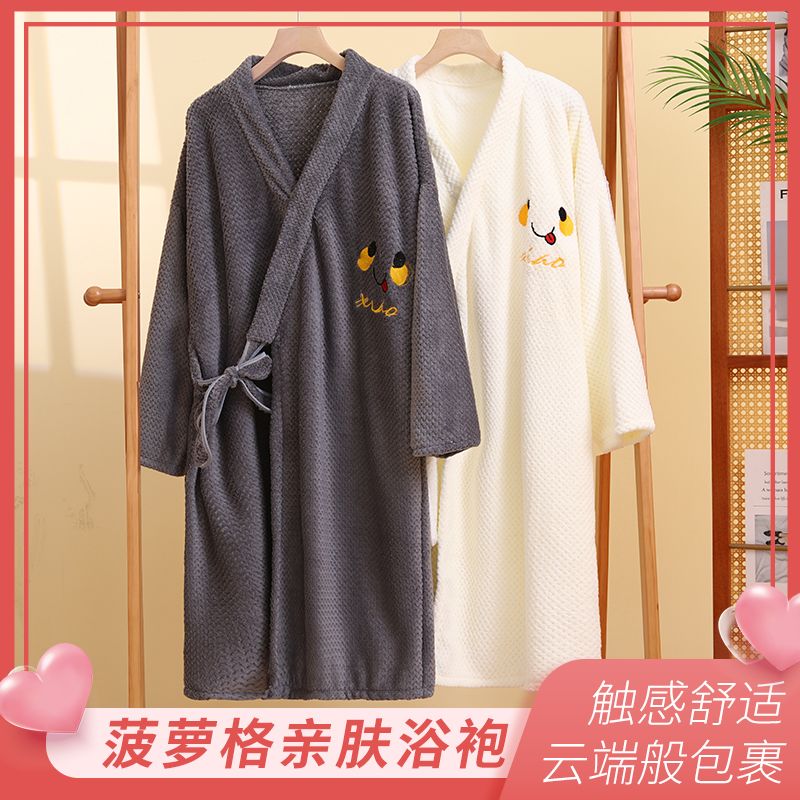 情侣家居用品浴巾情侣款成人浴袍睡裙可穿式加厚吸水长袖秋冬洗澡