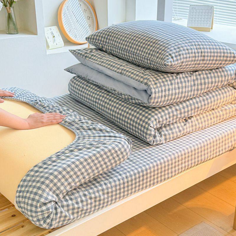 学生宿舍全棉被罩被子被褥一整套床垫床笠纯棉单人床单被套六件套