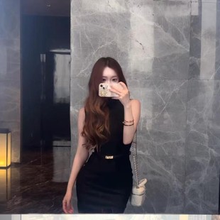 显瘦包臀裙子 纯欲辣妹半高领无袖 连衣裙女春夏季 新款 气质性感修身