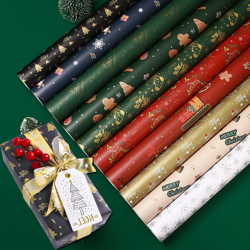 5PCS Christmas wrapping paper Gift wrapper paper decorations - 实物图
