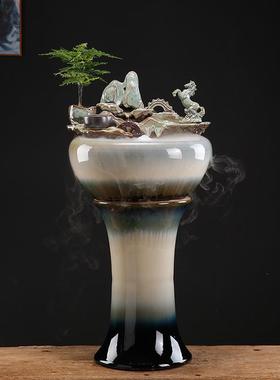 落地陶瓷流水生财摆件循环水客厅会所别墅鱼池造景微景观家居饰品