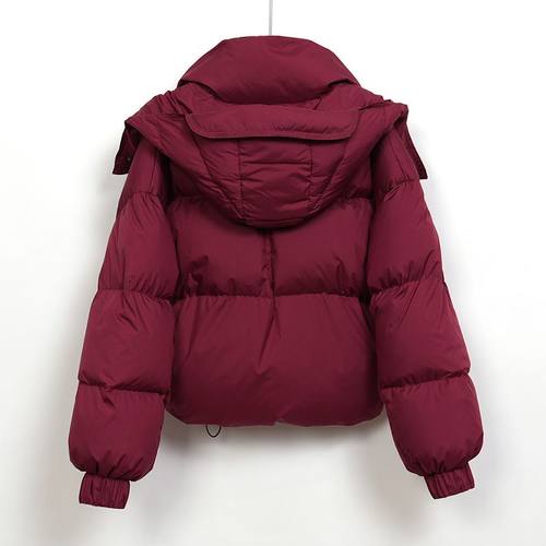 2025年秋冬新款羽绒服女短款加厚宽松连帽白鸭绒小个子面包服外套