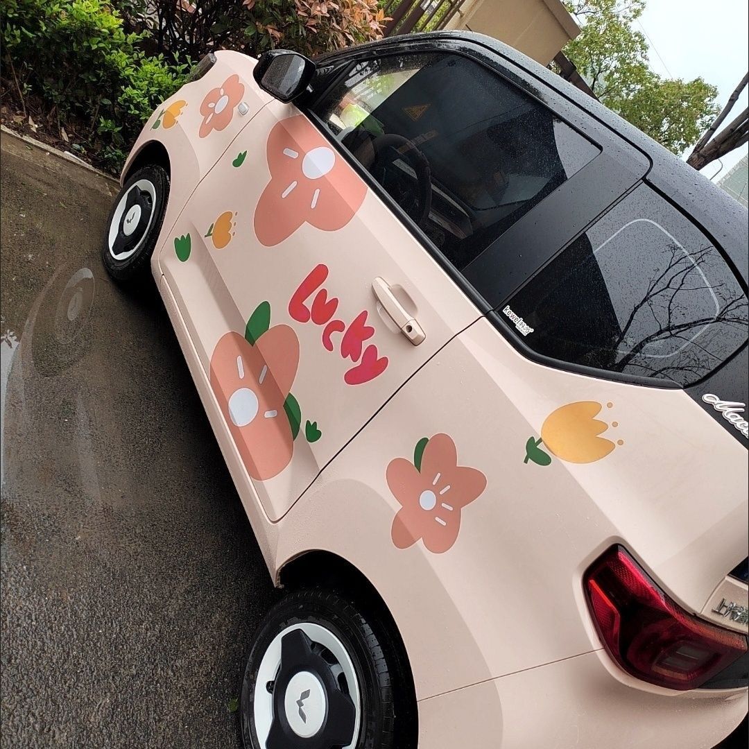 电动车装饰品贴纸五菱宏光迷你MINIEV GB贴纸马卡龙车贴画卡通花