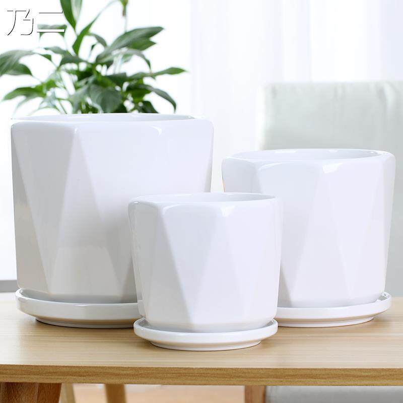 flowerpot ceramic simple large indoor plant pot with tray