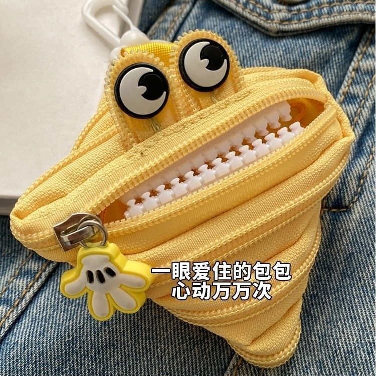 钥匙管理包可爱创意卡通怪兽耳机口红钥匙收纳包背包挂件搞怪丑萌