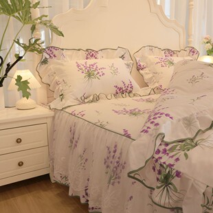 床上四件套 真珍 公主风被套防滑床裙款 全棉纯棉法式 真 鎏金岁月