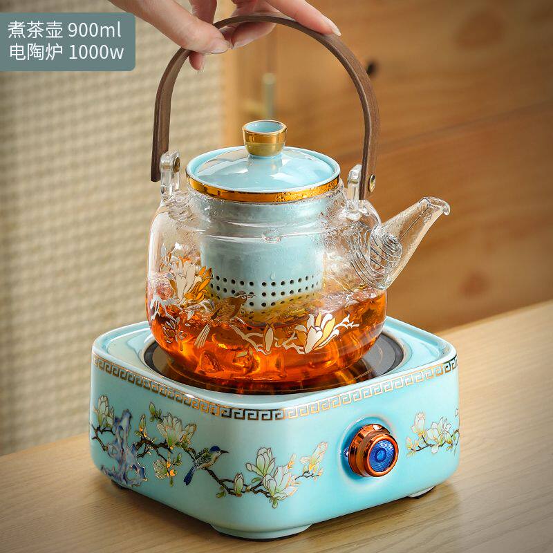 玻璃煮茶壶泡茶煮茶炉和壶茶具网红黑晶炉小型泡自动煮茶器养生壶