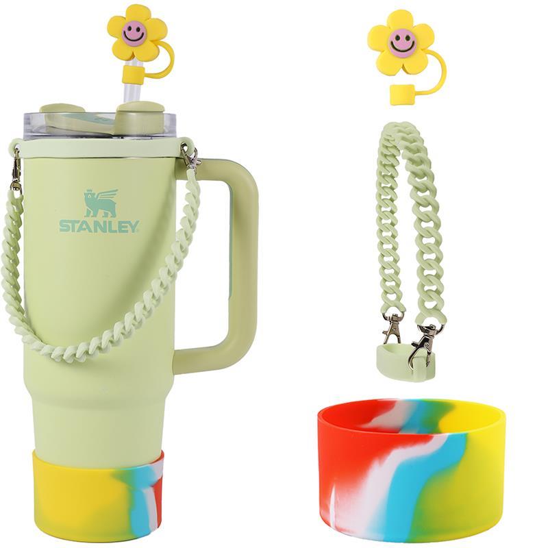 Stanley水杯套装麻花通用款手提绳硅胶杯底保护套吸管防尘塞网红