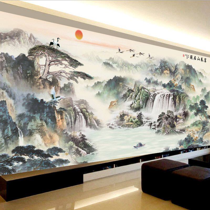 5d富春山居图钻石画2025新款客厅满钻中式山水画风景贴钻十字绣秀