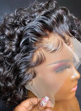 Short Curly Pixie Cut Wig 99J Colored Human Hair Wigs Brazil