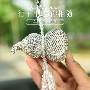 禄 福 汽车好物 镶嵌水晶车载后视镜挂件 简约风镶嵌葫芦
