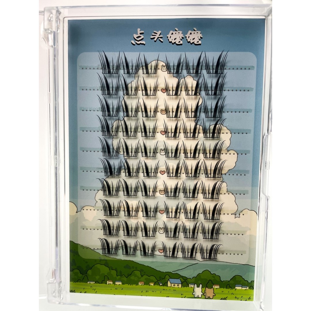 点头嬷嬷小风铃假睫自然仙女睫毛法式慵懒单簇仿真分段式超软08料