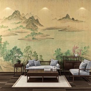 宋氏美学壁布新中式古风茶室背景墙民宿床头壁画饭店餐厅包间壁纸