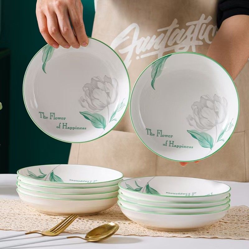 茉莉花开6.5英寸16.5cm十只装易清洗微波炉适用,餐饮具,盘,淘宝优惠券,粉丝福利购,淘宝优惠卷