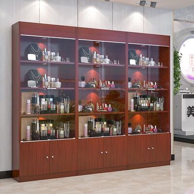 简约防尘展柜透明多功能展示柜带灯多层手办柜化妆美容品展架带锁