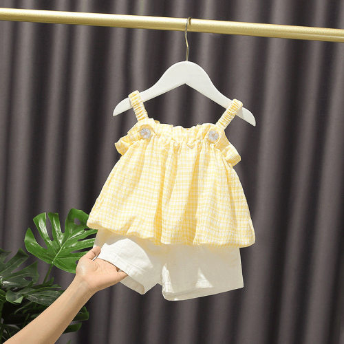 2025女宝宝夏装套装一岁女童网红套装0洋气3小童夏季韩版吊带两件