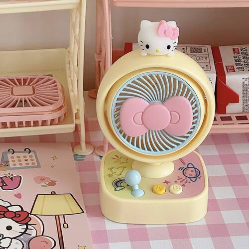 HelloKitty小风扇USB充电学生可爱大风力宿舍床头风扇办公室桌面