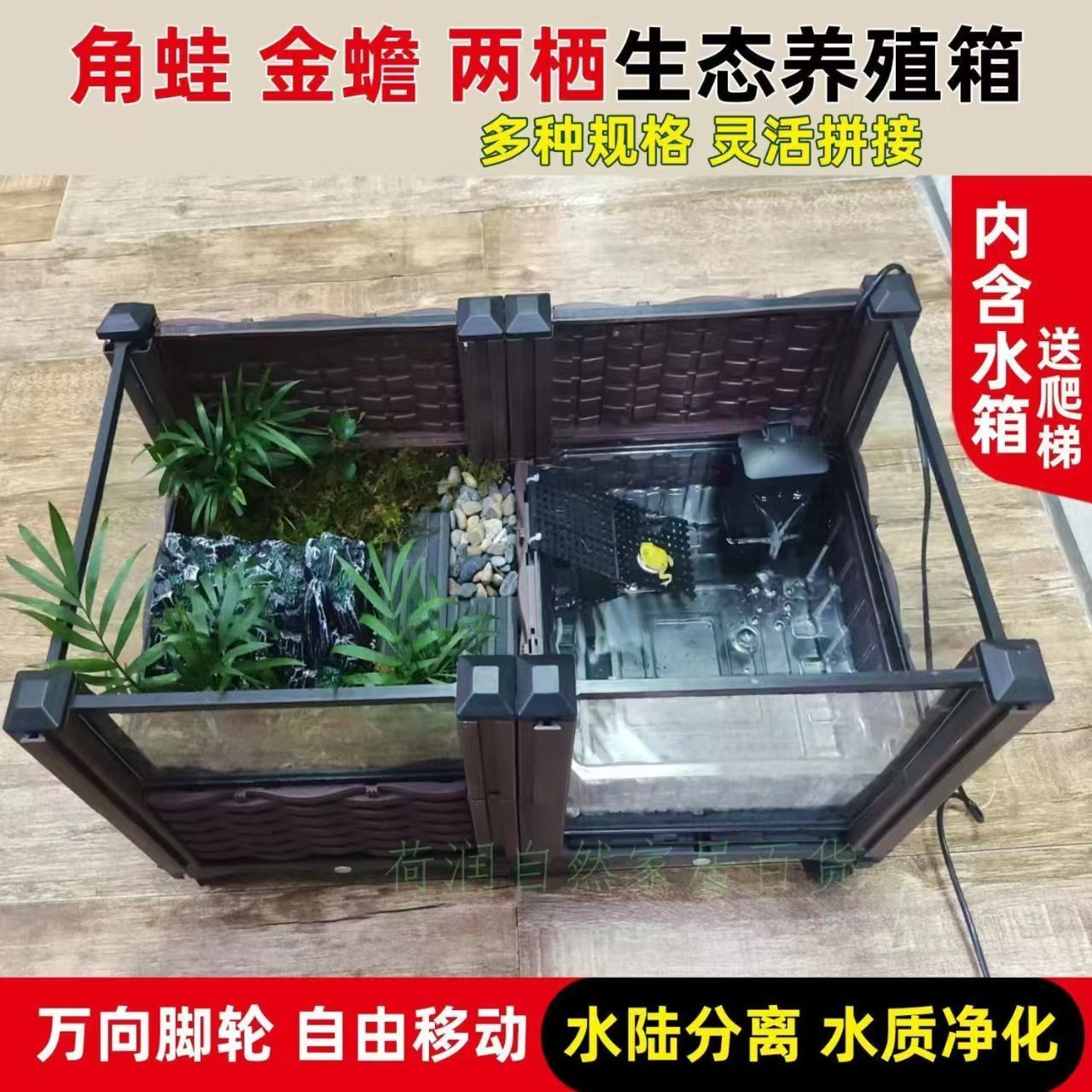 水陆两栖专用饲养箱陆龟半水龟缸生态造景箱角娃金蟾宠物鳄养殖箱