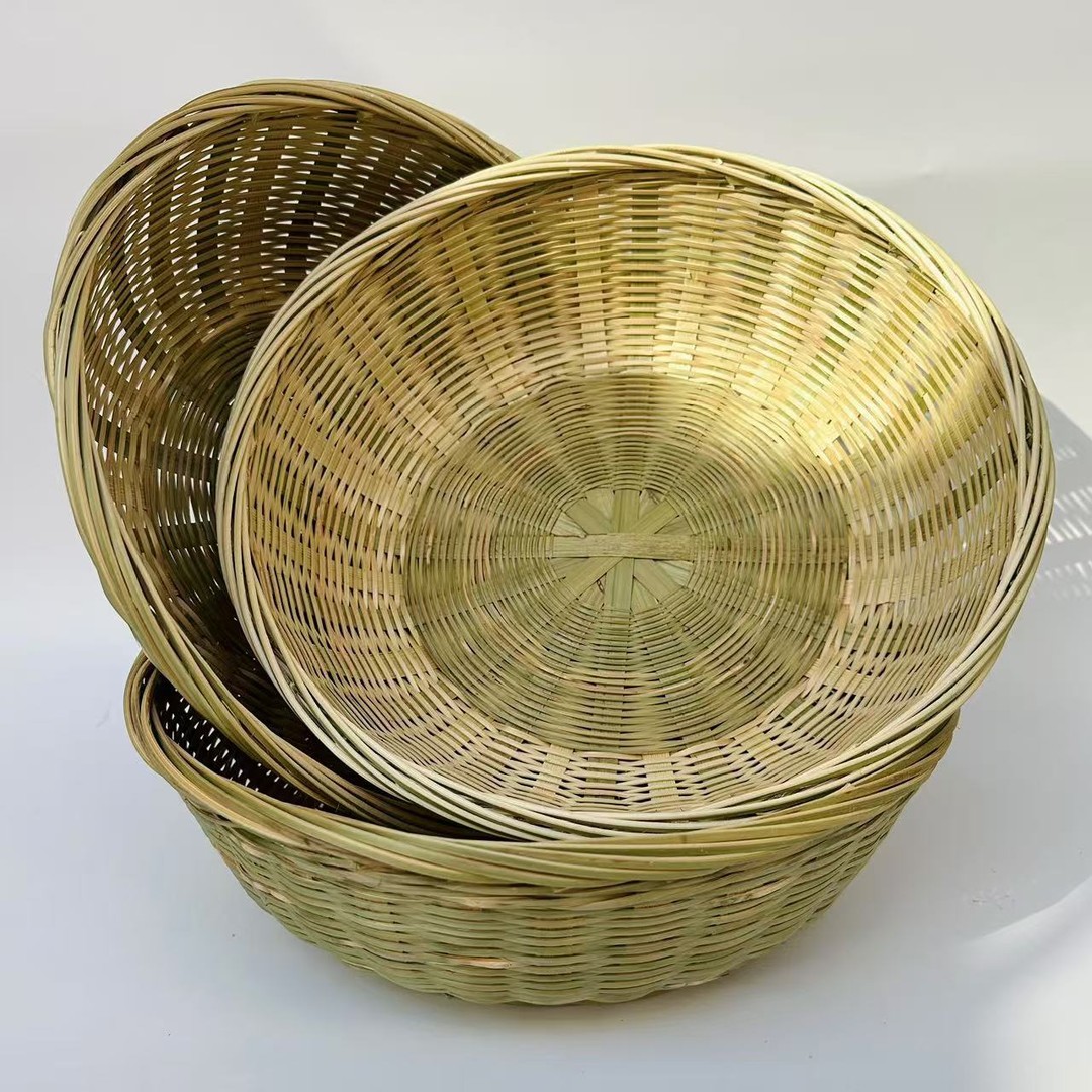 Z竹青编织馒头收纳筐三件套22厘米25厘米27厘米直径