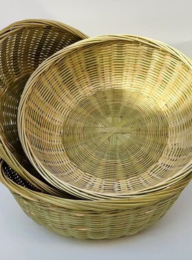 Z竹青编织馒头收纳筐三件套22厘米25厘米27厘米直径