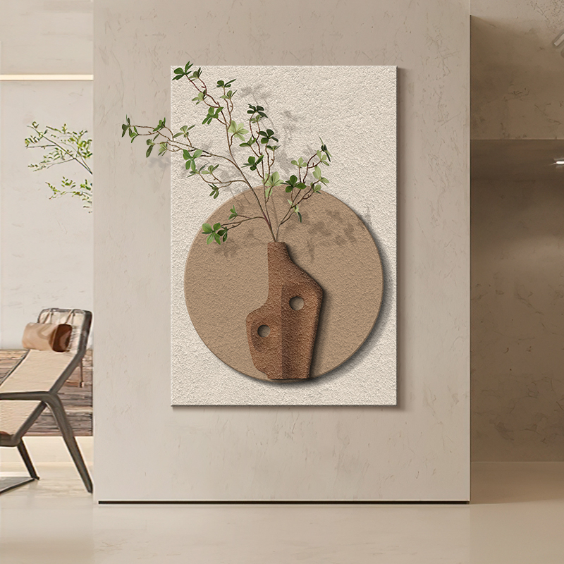 侘寂风立体实物画高级感客厅沙发背景墙装饰画走廊过道挂画玄关画