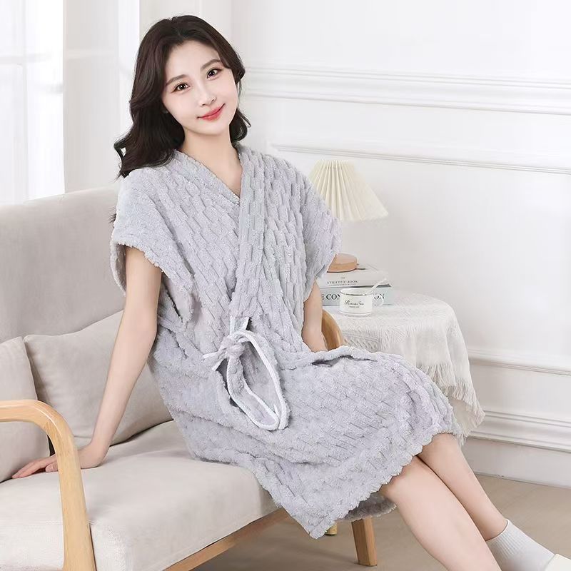 浴巾裹全身可穿浴袍浴裙穿式浴巾珊瑚绒速干吸水女可爱夏季短袖居